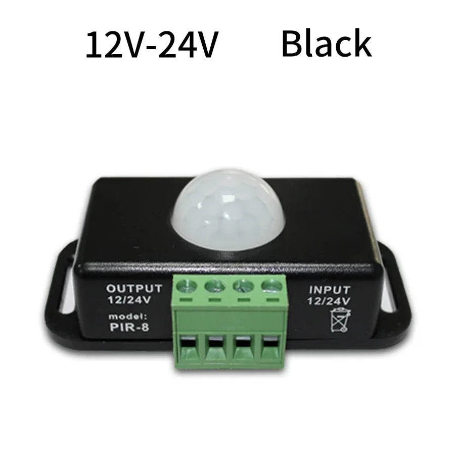 DC 12-24V PIR Motion Sensor Switch - Adjustable Delay Infrared Human Detection Ideal for LED Lights and Wardrobe Strip