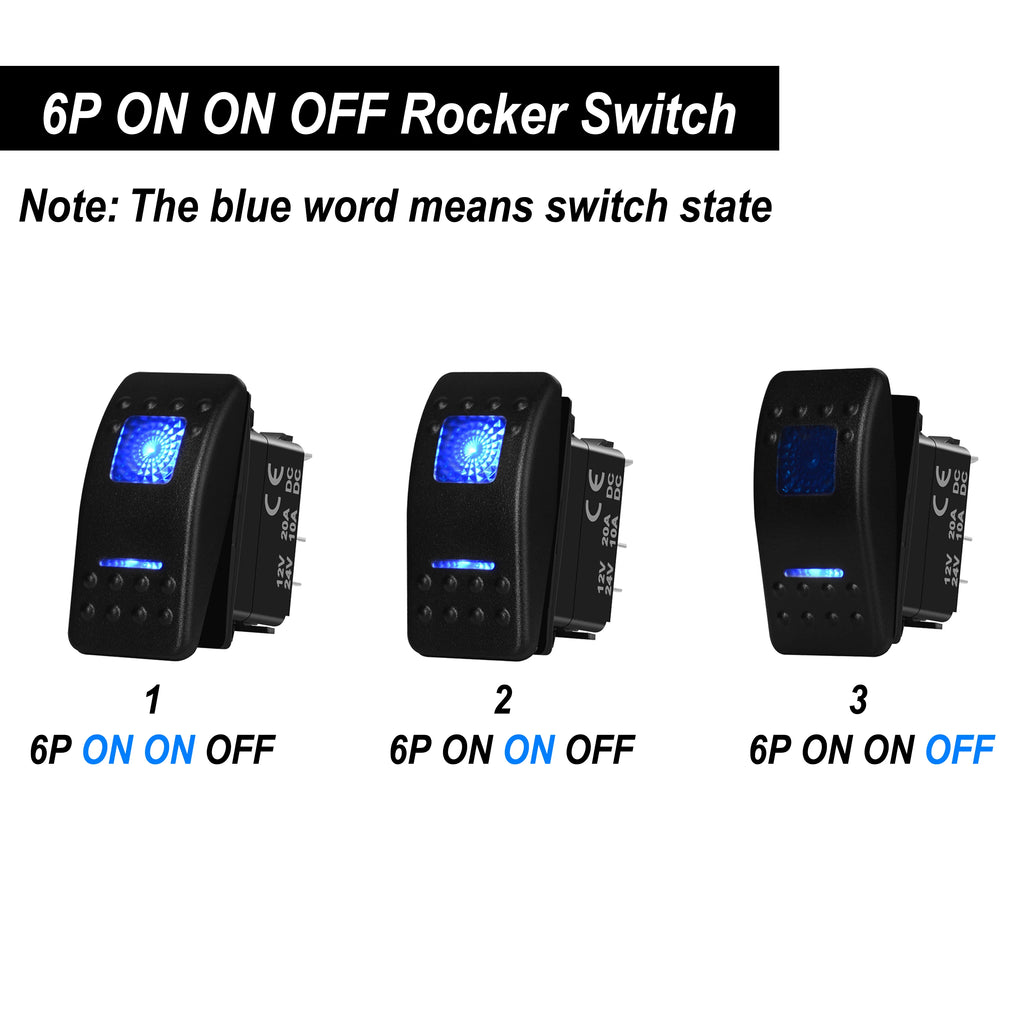Blue Led Rocker Button Switch SPST&DPDT ON Momentary 5Pin/6Pin/7Pin/8Pin/10Pin For Car Marine Boat ARB Parts Camper Accessories