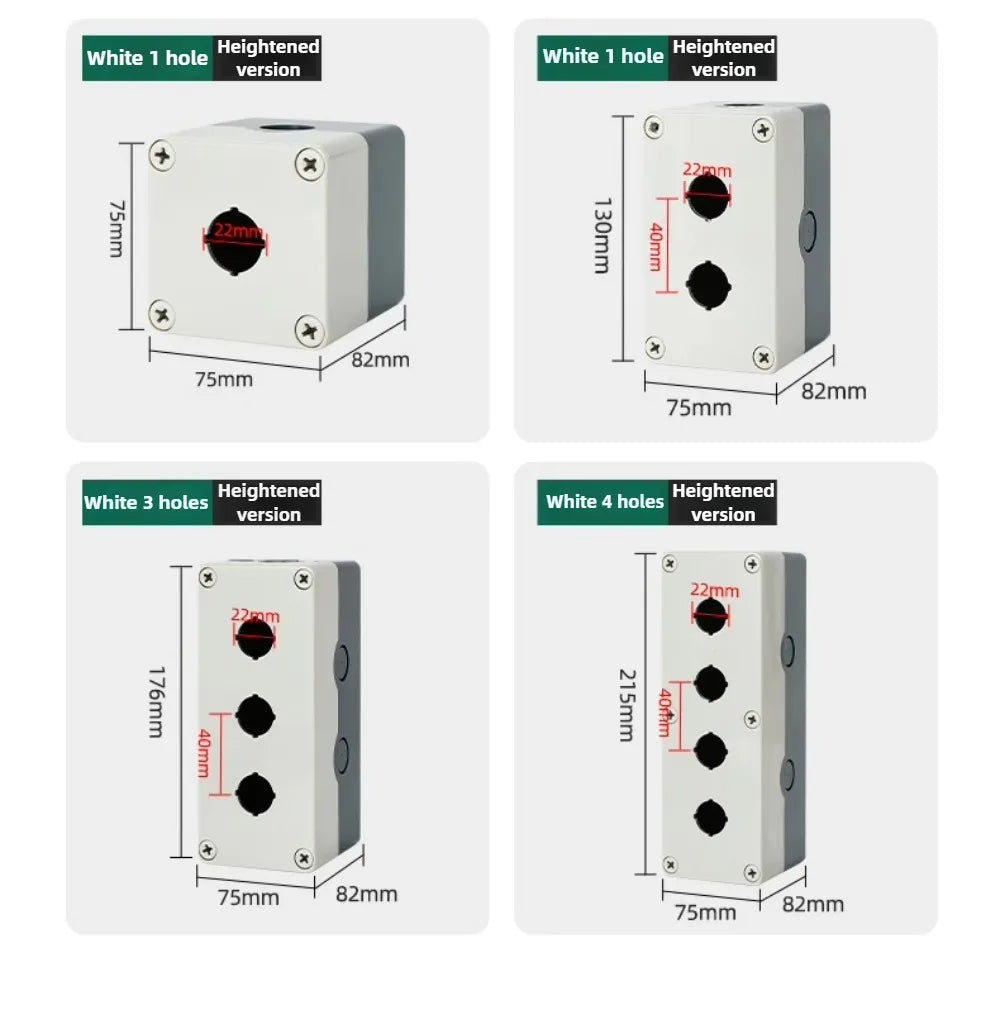 1/2/3/4/5 Hole Waterproof Button Switch Control Box Button Emergency Stop Dustproof Waterproof IP65 Button Thickened Yellow Gray