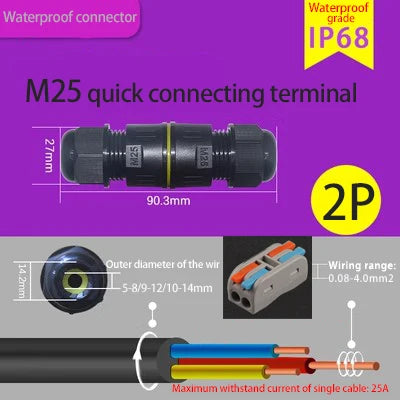 IP68 Waterproof Connector 2/3/4/5 Pin Screw Wiring Terminal Adapter For LED Light Electric Wire Connector Outdoor Junction Box
