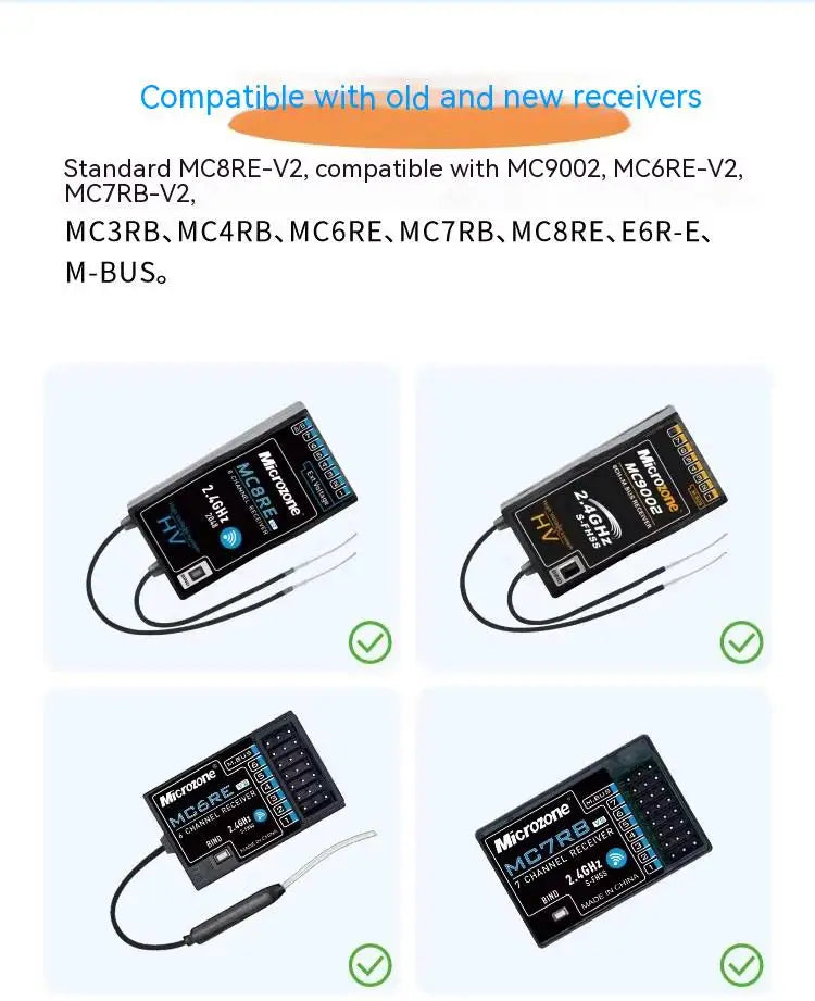 MicroZone MC7 C7 MINI 2.4G Controller Transmitter with MC8RE Receiver Radio System for RC Aircraft Drones Multirotor Helicopters
