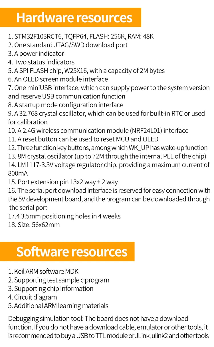 Small System ARM STM32 Development Board STM32F103RCT6/RBT6 32-bit Microcontroller Board for Electronics Projects