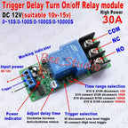 Time Delay Relay Module Circuit  Timer Control Switch DC 12V 24V 30A Adjustable Conduction