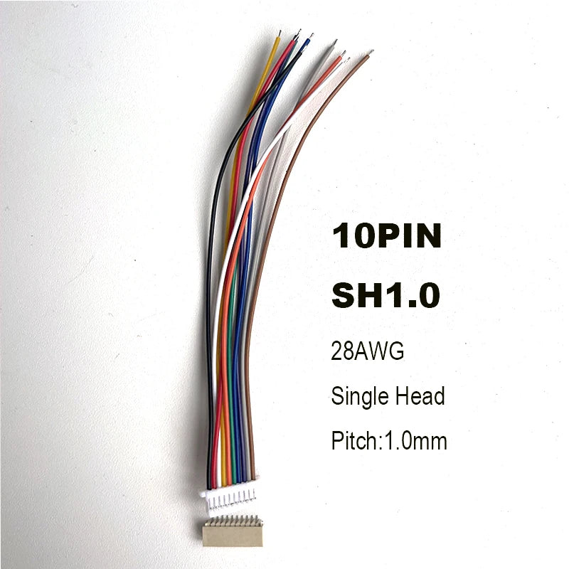 10 Sets JST SH 1.0mm Wire Cable Connector SMD Horizontal Socket 28AWG 100mm 2P 3P 4P 5P 6P 7P 8P 9P 10P Terminal