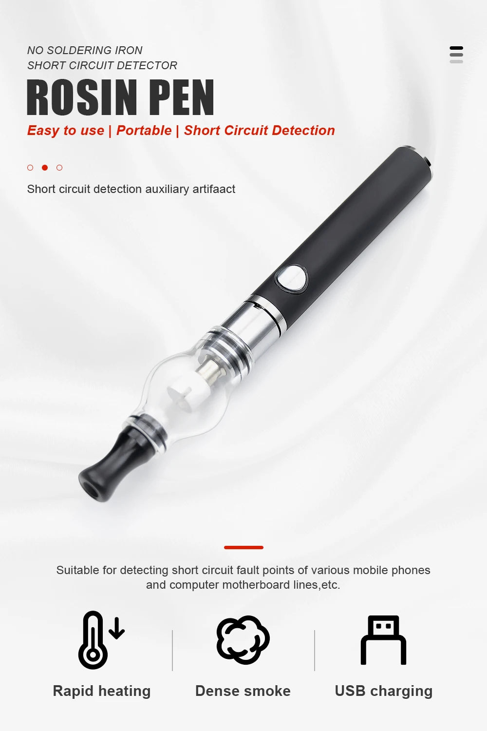 JCD Portable Rosin Atomizer Rosin Flux Pen USB Charging Welding Short Circuit Detection for Phone PCB Soldering Repair Tools