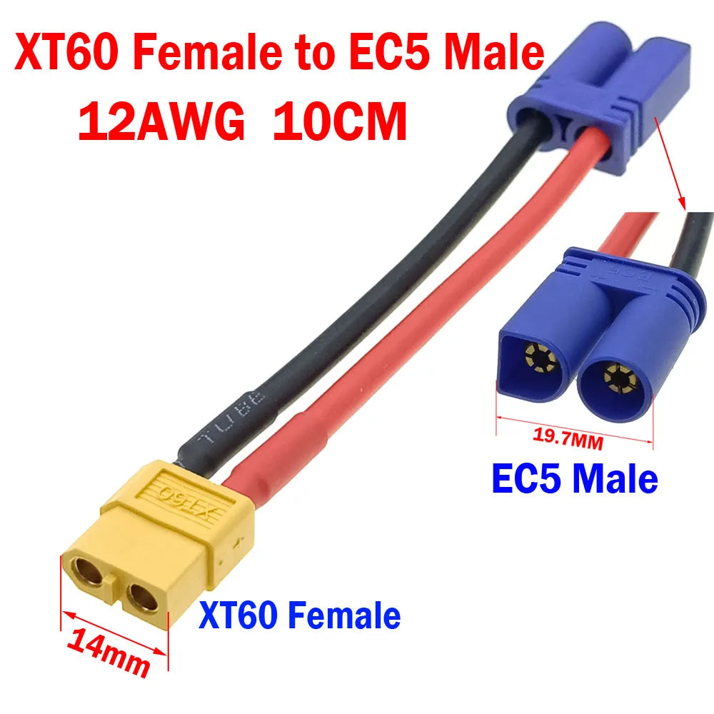 RC Car EC5 Connector Model Cars Charger Adapter Cable Battery Conversion Head EC5 Female Male To XT60 XT90 Male Female Head