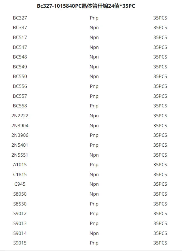 200-900PCS TO-92 Transistor Kit assortment box BC547 BC327 BC337 2N2222 3904 3906 C945 PNP/NPN transistors set electronics Kit