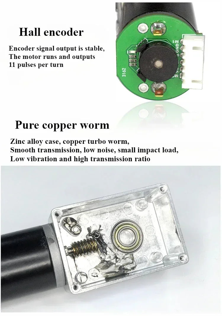 1pc 5840-31ZY Scroll Hall Encoder Geared Motor 12V 24V Hanger Motor Metal Gear Forward Reverse