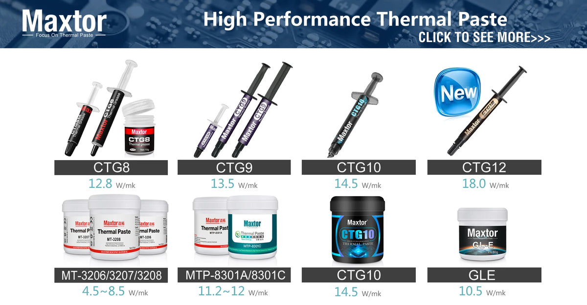 Maxtor 11.2W/mk Thermal Paste High Performance Thermal Conductive Grease for Intel Processor PC CPU GPU PS4 Computer Cooling