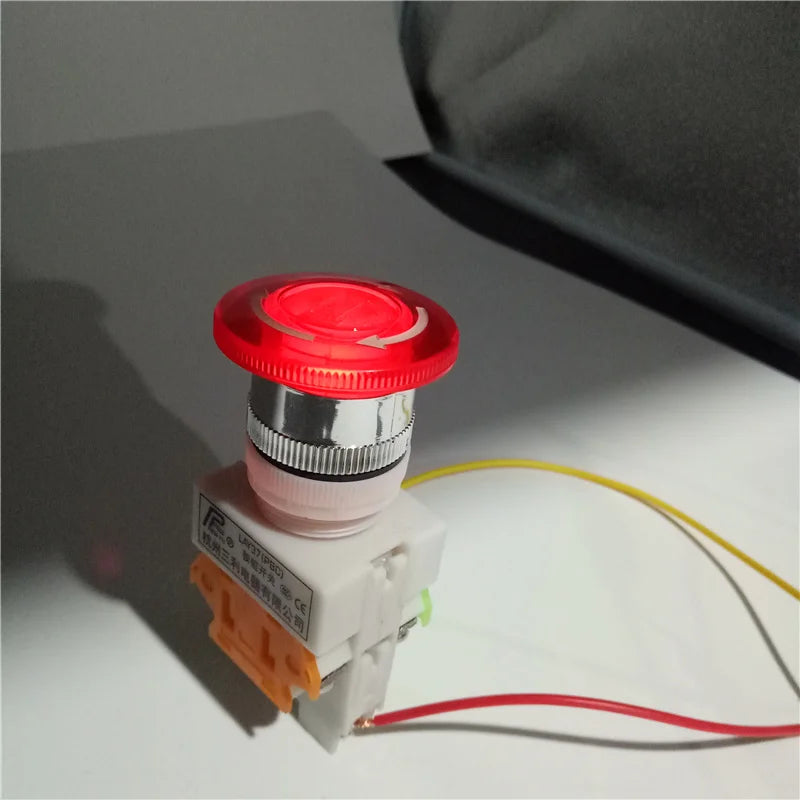 Emergency Stop Light Power 22mm Switches Mushroom Head on Off Pushbutton Led  Switch Lay37 Lay7 Y090