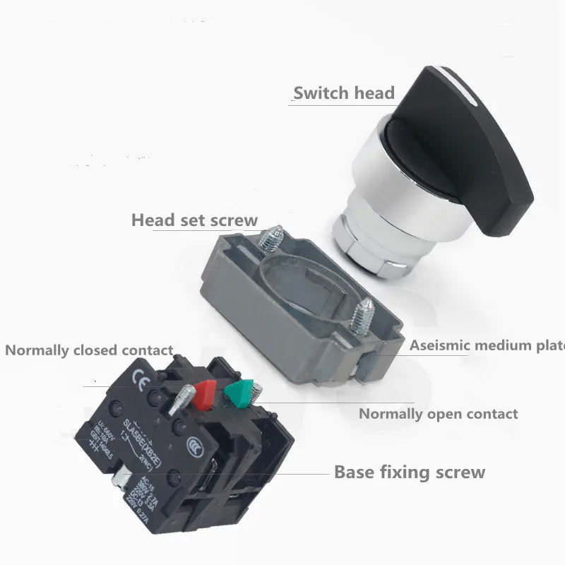 XB2 Rotary Switch 2/3 Position Self Locking / Self Resetting Selector Knob Switch 1NO/2NO/1NO1NC BD21 BD33 BD22 BD25 BD45 BD53