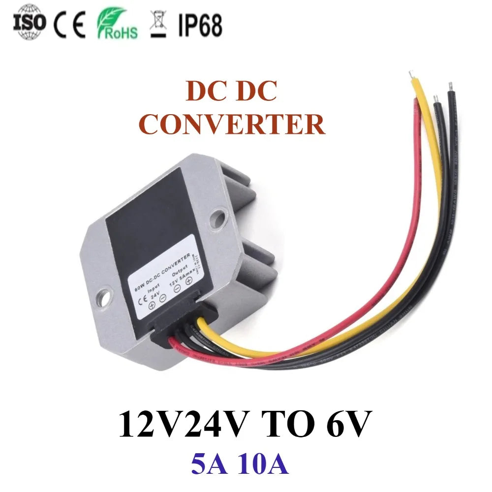 12V/24V to 6V DC Power Converter 5A 10A Automotive Buck Regulator Buck Power Module Waterproof Dustproof High Efficiency CE