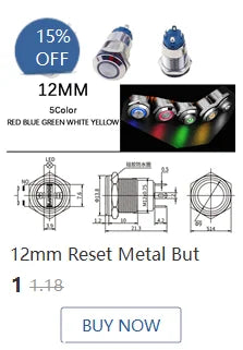 1pc 16mm 19mm 22mm Waterproof Metal Latching Emergency STOP Mushroom Push Button Switch Button Switch Knob Rotary Switch