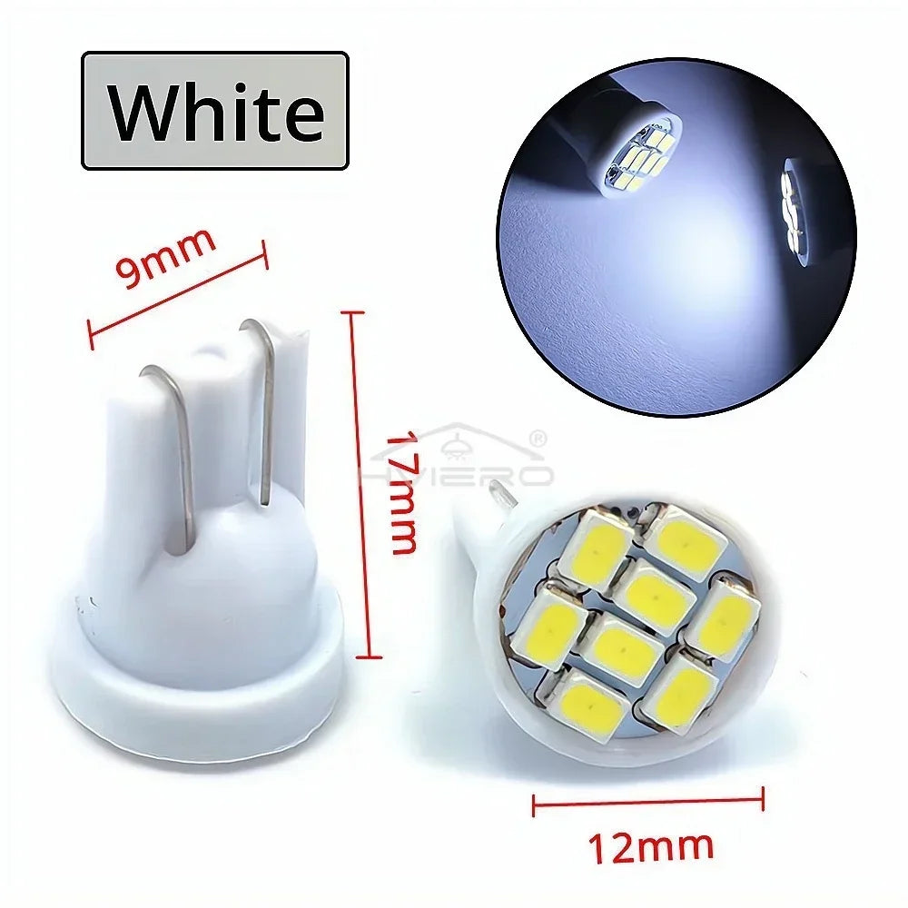 10Pcs Car Driving Led 8Smd 1206 Auto Interior Dome Reading Light Wedge Lighting DC 12V White Cob Bulb Dashboard Lamp Turn Signal