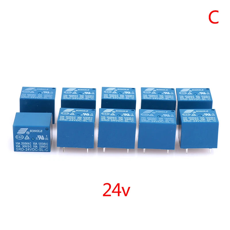 【GE】10pcs SRD Series Relays SRD-05VDC-SL-C SRD-12VDC-SL-C SRD-24VDC-SL-C DC High-Quality 5 Pins 12V Relay Set for Electronics