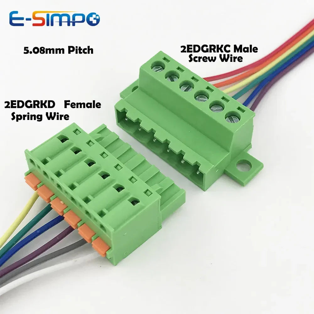 10pcs/5Pairs Docking Female Male Lock Fix Butt Joint 2EDGKD 15EDGRKC-3.81/5.08mm 2-16P Plug Spring Screw Wire Terminal Block