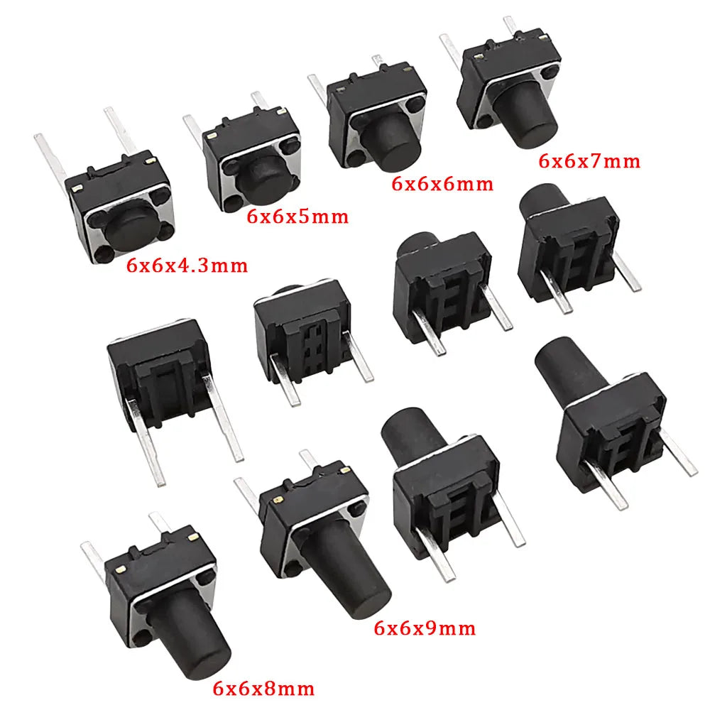 20/50/100 Pcs Micro Tactile Switch Momentary Tact DIP Switch 2 Pin 6 X 6 mm Micro Touch Push Button Switch High 5 mm 6 mm 7 mm 8