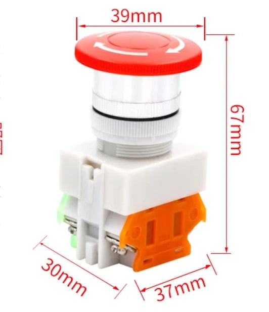 22mm Red Mushroom Head Emergency Stop Push Button Switch LAY37-11ZS/LAY37-11ZSD AC 660V 10A Elevator Fire Brake Button Switch