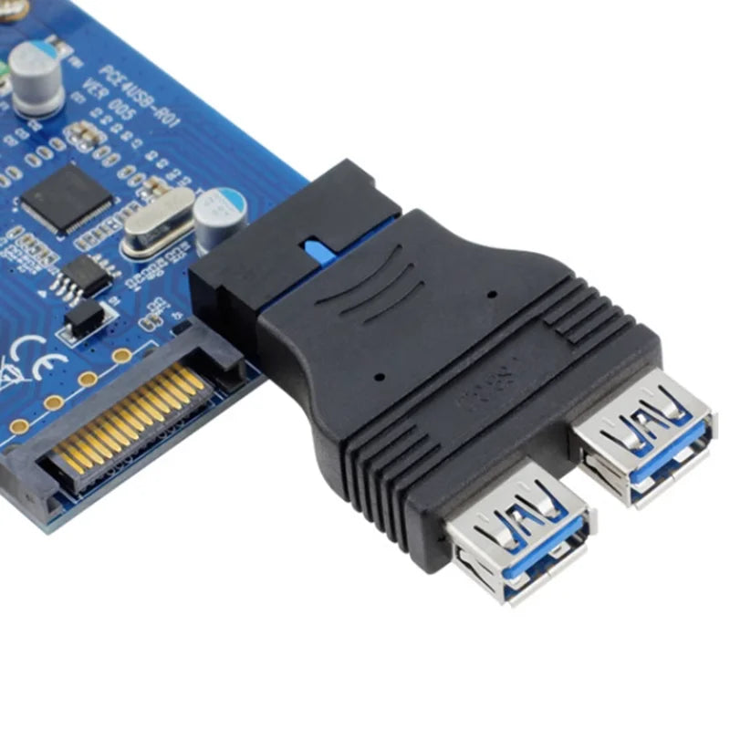20-pins to 2 X USB A Female Dual Port USB 3.0 to Motherboard Mainboard Internal 20pin Header Adapter