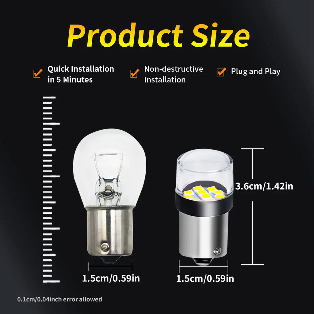 1156 BA15S P21W 1157 BAY15D P21/5W Super Brightness 3030 Chips LED Car Bulbs 12V/24V for Car Brake Reverse Lights Plug and Play