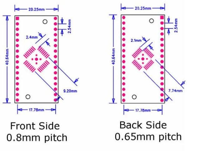 5PCS/LOT QFN32 QFP32 to DIP Turn DIP32 Pinboard SMD 2.54mm Pin Pitch 0.65mm/0.8mm PCB Adapter Plate Transfer Board IC Socket