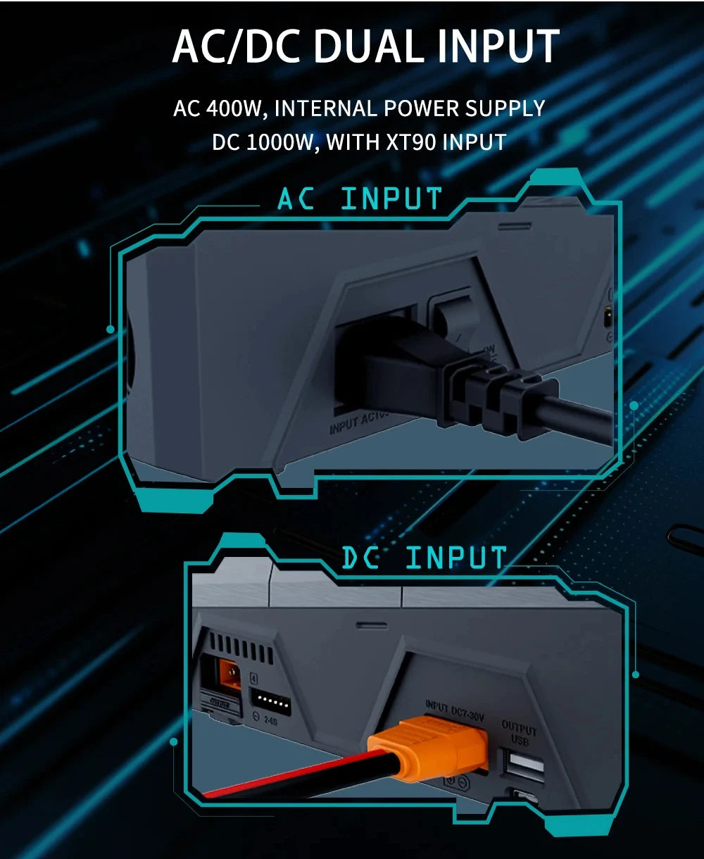 ToolkitRC Q6AC Charger AC 400W/ DC 1200W 4CH Built-in 65W USB Output 15W Wireless Charger For RC 1-6S Lipo LiHv Battery