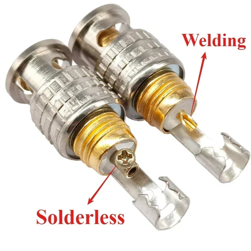 5Pcs BNC Solderless Connector Q9 HD Video Oscilloscope Male Plug Welding Free 75-5 Ohm Monitoring Weldings Cable Connectors