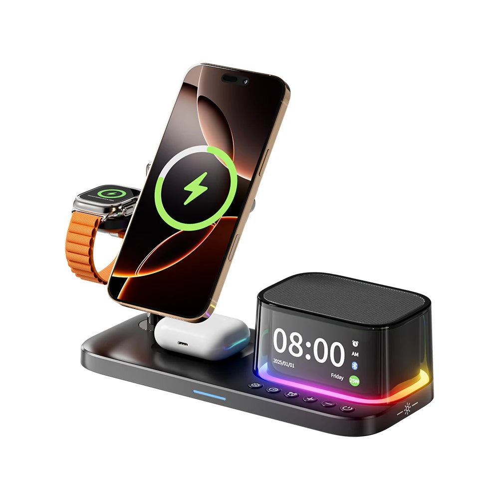Super Fast QI2.2 25W Magnetic Wireless Charger Station For Galaxy S25/S26 iPhone 17 16 Pro Max Apple& Galaxy Watch Airpods Buds