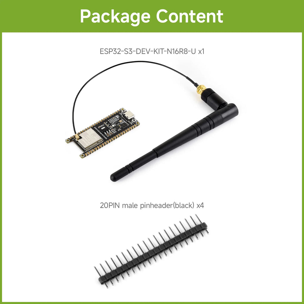Waveshare ESP32-S3 Microcontroller, 2.4GHz Wi-Fi Development Board, 240MHz Dual Core Processor, ESP32-S3-WROOM-1-N8R8 Module