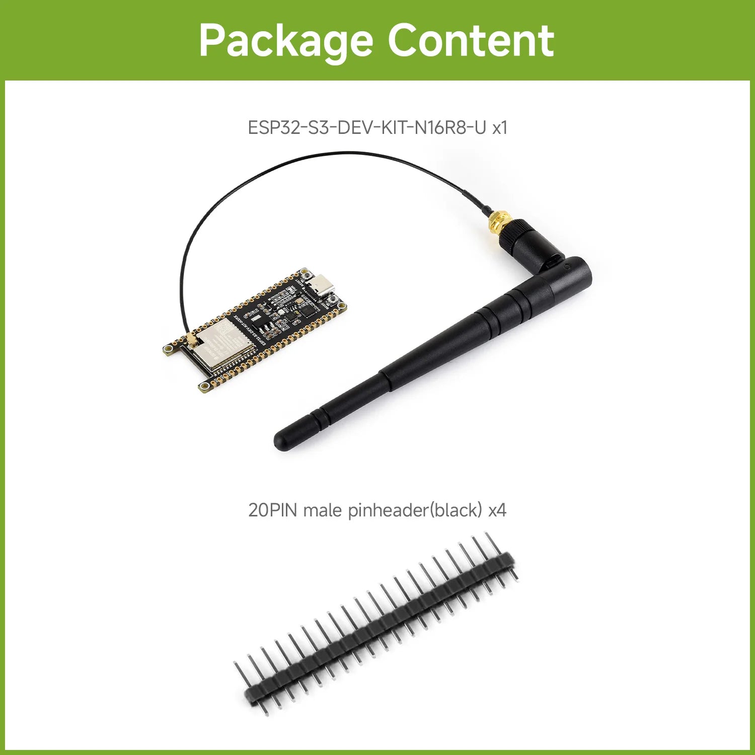 Waveshare ESP32-S3 Microcontroller, 2.4GHz Wi-Fi Development Board, 240MHz Dual Core Processor, ESP32-S3-WROOM-1-N8R8 Module