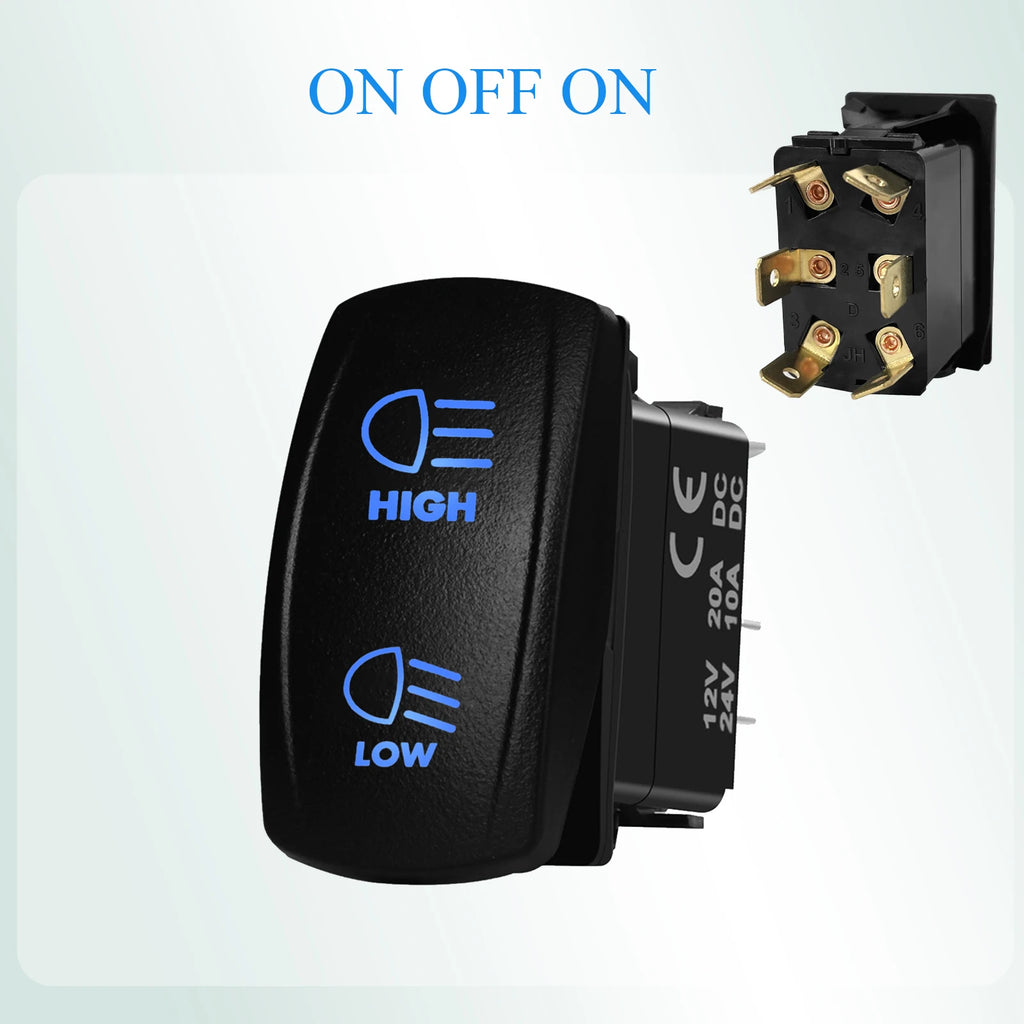 12V Reverse Polarity Rocker Switch DPDT ON-Off-ON 6 Pin Momentary/Latching for Winch Linear Actuator Car Window RV Jack Boat RV
