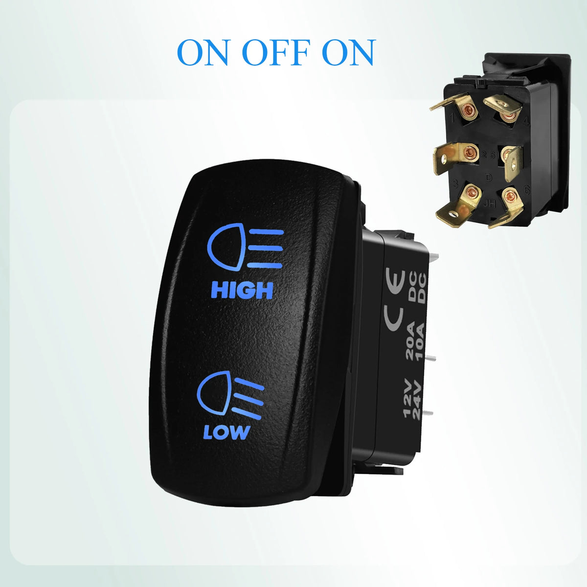 12V Reverse Polarity Rocker Switch DPDT ON-Off-ON 6 Pin Momentary/Latching for Winch Linear Actuator Car Window RV Jack Boat RV
