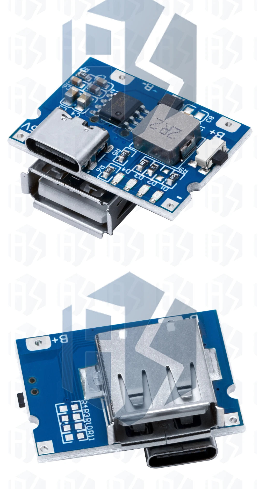 LiPo Battery Charging Protection Module, 5V 2.4A USB Type-C Boost Converter Power Supply Board