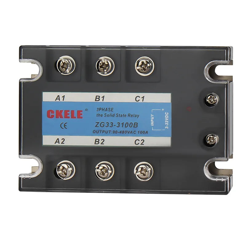 CKELE ZG33 3 Phase Solid State Relay SSR 10A 25A 40A 50A 60A 80A 100A 120A DC 3-32V Control AC 90-480V 380VAC