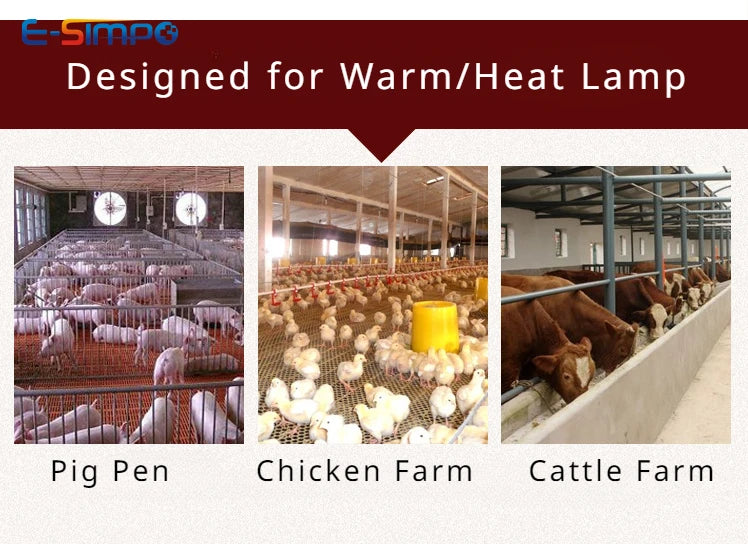 E27 Dust/Waterproof Porcelain Livestock Veterinary Farm High Temp Resist Aluminum Heat Warm Light Tee Lamp Hanger Holder Socket