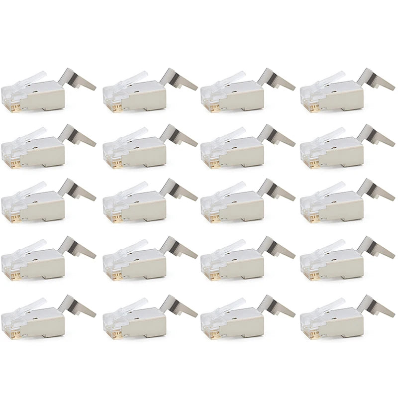 &ABDH& 20 Pcs Cat6/6A RJ45 Pass Through Modular Plugs, Shielded (STP) External Ground Connector,EZ Crimp