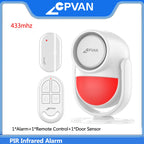 CPVAN PIR Infrared Motion Detector Alarm 120 high decibel Home burglar Alarm Motion Sensor with remote control and Door Sensor
