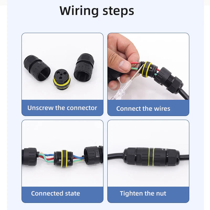 ip68 waterproof connector led connector2/3/4/5/6Pin Adapter terminal Outdoor rain proof of electric wireNo welding for screws