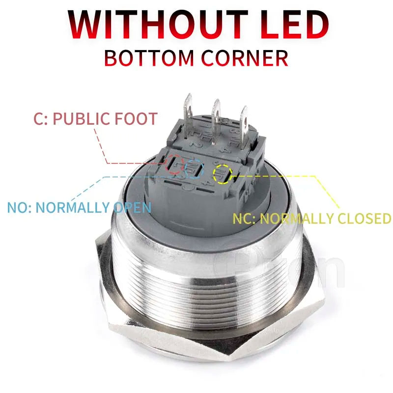 12/16/19/22/25/30/40mm Waterproof Metal Push Button Switch NO LED Light Momentary Latching Car Engine Power Switch  1NO1NC