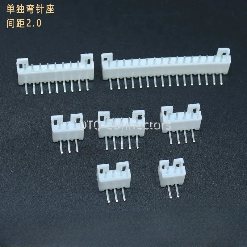 50pcs/LOT PH 2.0 connector male right angle material PH2.0 2mm Pitch Connectors Leads 2 3 4 5 6 7 8 9 10 11 12 pin Heade