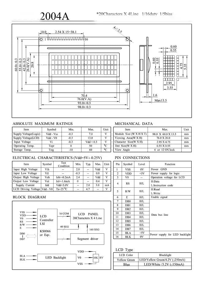 5V LCD Board 2004 20X4 2004A 20X4 Blue Or Yellow Screen LCD2004 Display LCM Module For 3D Printer IIC I2C Adpater