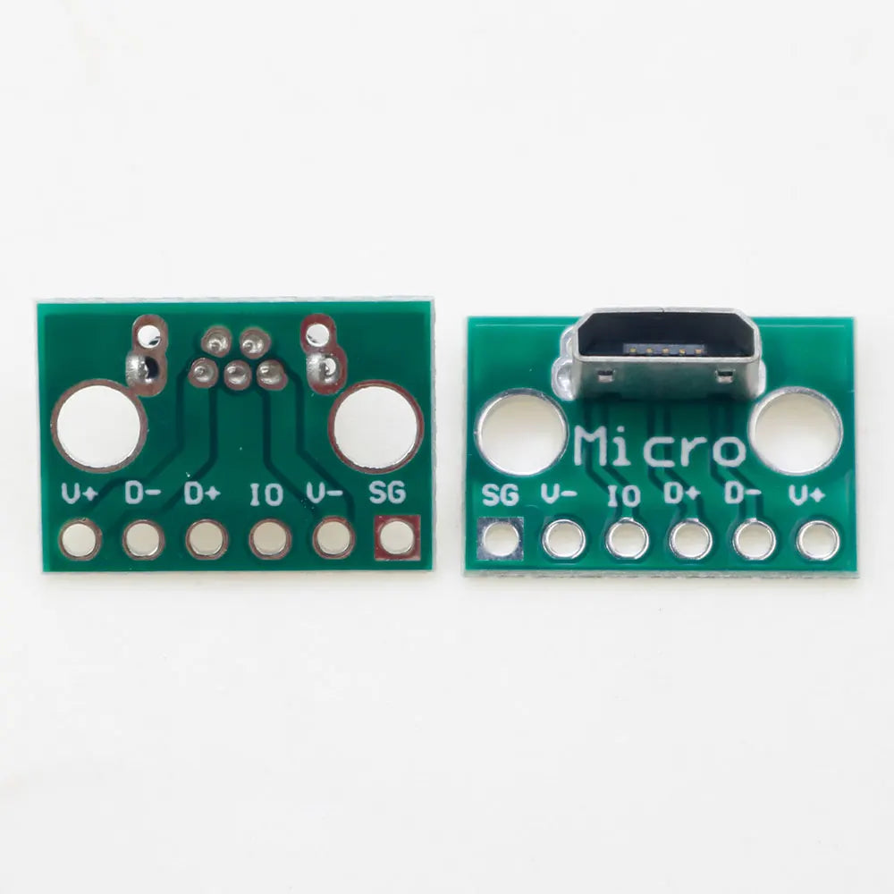 2pcs Micro Mini USB Type C USB 2.0 3.0 Male Female PCB Connector 90 Degree with Pin Header Data Charging Cable Jack Test Board