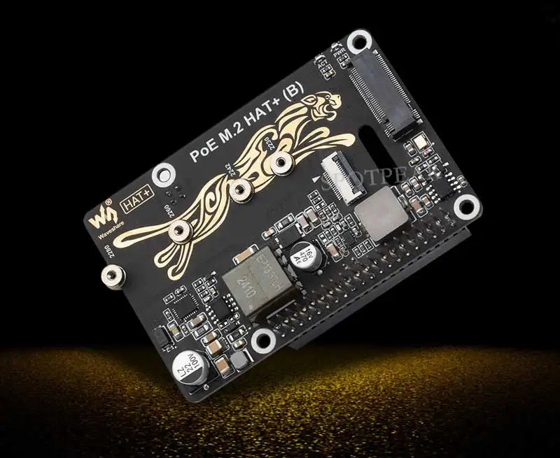Raspberry Pi 5 PoE Power And PCIe M.2 NVMe SSD HAT PLUS (B) 2230/2242/2260/2280 For PI5