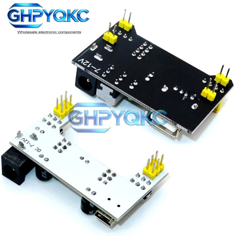 GHPYQKC MB102 Breadboard Dedicated Power Supply Module Mini USB Black White 2 Way 3.3V 5V MB-102 Solderless Bread Board