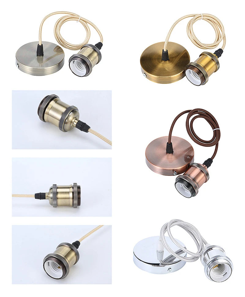 Vintage Edison Pendant CFL LED Filament E27 E26 Edison Screw Light Socket Light Industrial Retro Bulb Lamp Base Aluminum Holder