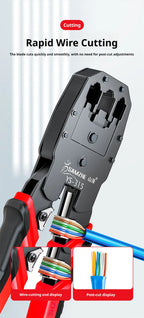 SAMZHE RJ45 Crimper Tools Crimping Pliers Ethernet Network Cable Crimper Cutter for 8P/6P/4P RJ45 RJ11 Precise Stripper Plier