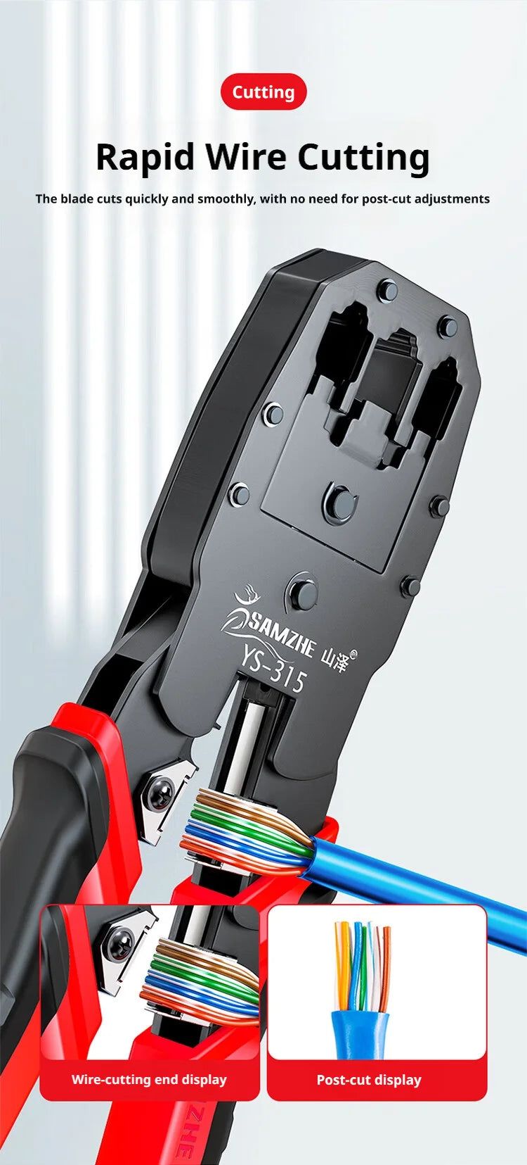 SAMZHE RJ45 Crimper Tools Crimping Pliers Ethernet Network Cable Crimper Cutter for 8P/6P/4P RJ45 RJ11 Precise Stripper Plier