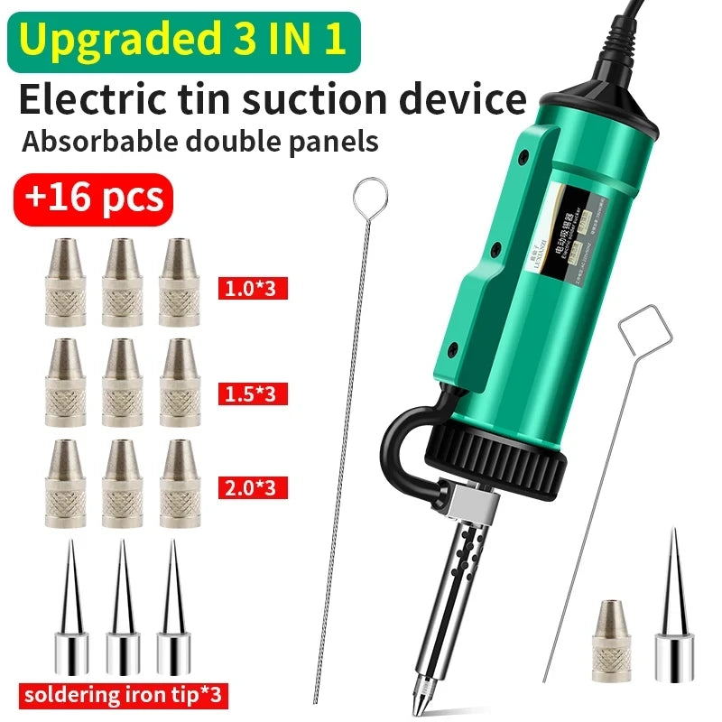 LUXIANZI 220V 50Hz Electric Suction Gun Vacuum Solder Sucker Tin Soldering Iron Desolder Pump Repair Welding Tools with Nozzle