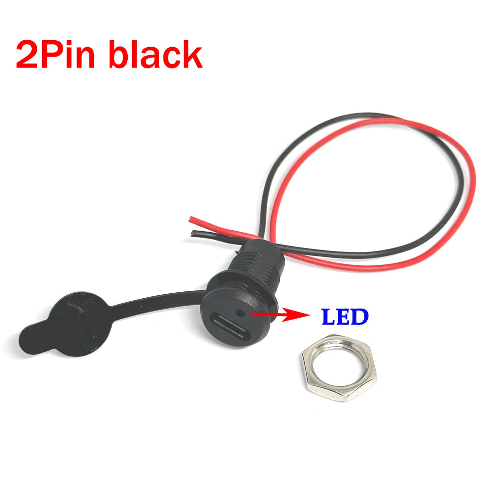 USB-C  High Current Charging Socket With Nut Snap Lock Plate  TYPE-C Female Type C Waterproof Female Connector Jack