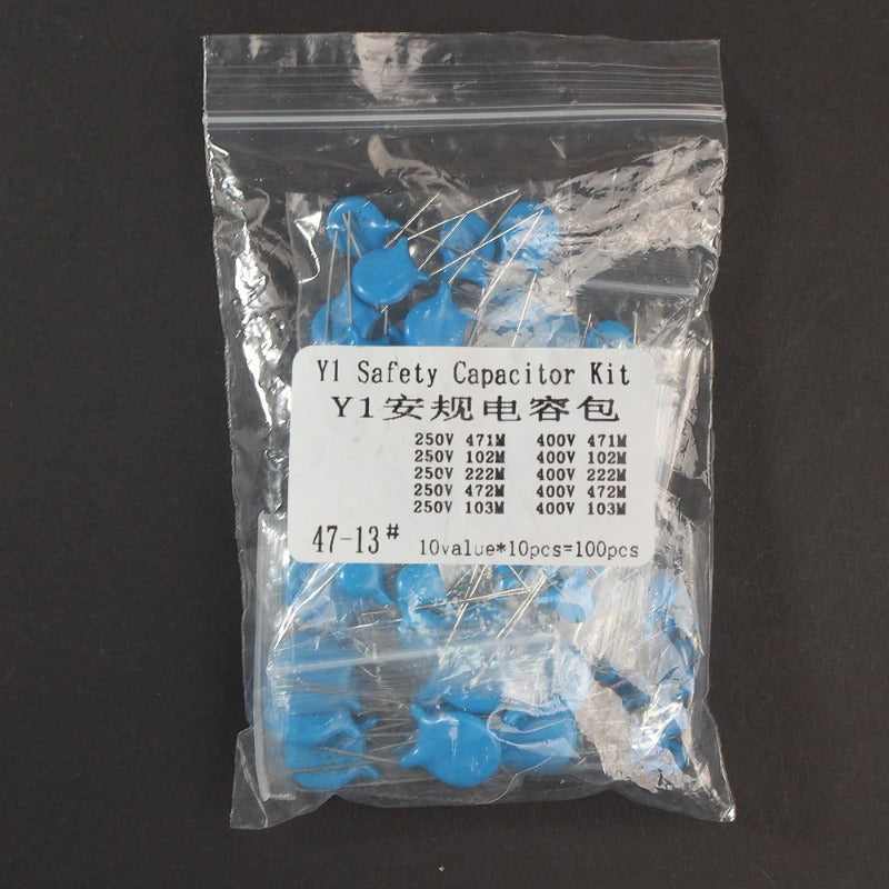 100PCS Safety Y Capacitor 250V 400V 102M 103M 471M 222M 472M 470PF 1NF 2.2NF 4.7NF 10NF Ceramic Capacitors Kit